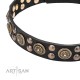 "Boho Style"  Leather Dog Collar 30 mm by FDT Artisan