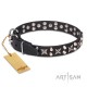 "Shining Stars"  Leather Dog Collar 30 mm for Labrador
