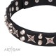 "Shining Stars"  Leather Dog Collar 30 mm for Labrador