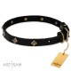 Leather Dog Collar with Brass Pyramids