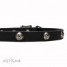 Leather Dog Collar with 1 Row Nickel Studs