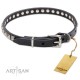 Leather Dog Collar with 1 Row Nickel Studs