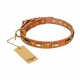 "Golden Elegance" chic Leather Dog Collar FDT Artisan