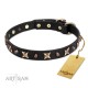 Chic Leather Dog Collar "Four Cornered Stars" by FDT Artisan