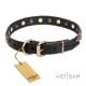 Chic Leather Dog Collar "Four Cornered Stars" by FDT Artisan