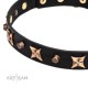 Chic Leather Dog Collar "Four Cornered Stars" by FDT Artisan