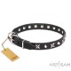 "Blazing Stars" exklusives Hundehalsband Leder mit Sterne und Pyramiden