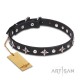 "Pleiades" exclusiv  Leather Dog Collar with Stars and Studs