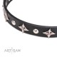 "Pleiades" exclusiv  Leather Dog Collar with Stars and Studs