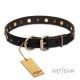 "Milky Way" exclusiv  Leather Dog Collar with Stars and Studs