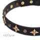 "Milky Way" exclusiv  Leather Dog Collar with Stars and Studs