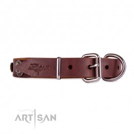 FDT Artisan Plates and Circles Leather Dog Collar