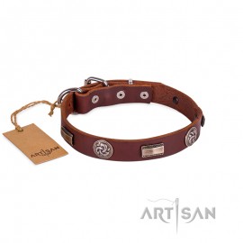 FDT Artisan Plates and Circles Leather Dog Collar