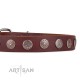 Ledernes Hundehalsband mit runden Platten von FDT Artisan