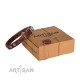 Ledernes Hundehalsband mit runden Platten von FDT Artisan