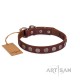 FDT Artisan Plates and Circles Leather Dog Collar