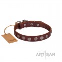 Ledernes Hundehalsband mit runden Platten von FDT Artisan