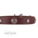 FDT Artisan exklusives Labrador Lederhalsband mit runden Mix-Nieten