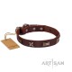 Ledernes Hundehalsband von FDT Artisan mit Sterne und Platten