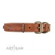  FDT Artisan Plattes and Flowers Leather Dog Collar for Labrador