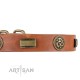  FDT Artisan Plattes and Flowers Leather Dog Collar for Labrador