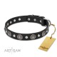 Sonnenblumen und Nieten Lederhalsband von FDT Artisan