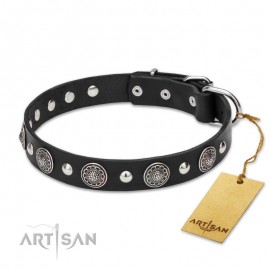 "Boho Style"  Leather Dog Collar 30 mm by FDT Artisan