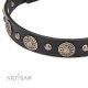 "Shining Stars"  Leather Dog Collar 30 mm for Labrador