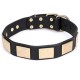 Plates Decorated Leather Dog Collar