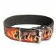 Hand Painted Leather Dog Collar Red Flame