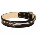 Labrador Collar Leather Hand Painted, Barbed Wire Style