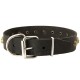 Wide Leather Dog Collar with Brass Pyramids