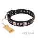 Leather Dog Collar with Adornment "Space Walk" FDT Artisan 