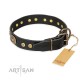 Chic Labrador Leather Dog Collar "Golden Radiance" FDT Artisan