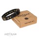 Chic Labrador Leather Dog Collar "Golden Radiance" FDT Artisan