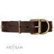Dark-Brown Leather Dog Collar "One-of-a-Kind" FDT Artisan