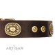 Dark-Brown Leather Dog Collar "One-of-a-Kind" FDT Artisan