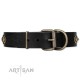 Amazing Leather Dog Collar Black "Gold Mine" FDT Artisan