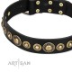 Amazing Leather Dog Collar Black "Gold Mine" FDT Artisan