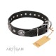 Attractive FDT Artisan Leather Dog Collar "Black Tie" for Labrador