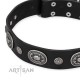Attractive FDT Artisan Leather Dog Collar "Black Tie" for Labrador
