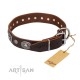 Decorated Leather Dog Collar  in brown " Extra Pizzazz" FDT Artisan for Labrador