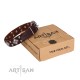 Stylish Leather Dog Collar Brown " King of Grace" by FDT Artisan for Labrador