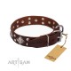 Stylish Leather Dog Collar Brown " King of Grace" by FDT Artisan for Labrador