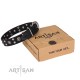 "Fancy-Schmancy" Leather Dog Collar in Black for Labrador