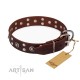 Labrador Leather Dog Collar Brownwih exciting Style "Pirate Treasure"