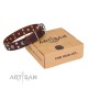 Labrador Leather Dog Collar Brownwih exciting Style "Pirate Treasure"