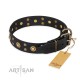 "Cosmic Glow" Leather Dog Collar  Black for Labrador