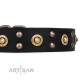 "Cosmic Glow" Leather Dog Collar  Black for Labrador