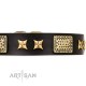 "Passion for Style and Beauty" schwarzes Leder Hundehalsband für Labrador